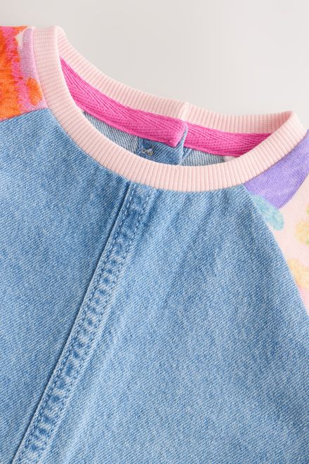 Next / Платье джинсовое с трикотажными рукавами для девочки