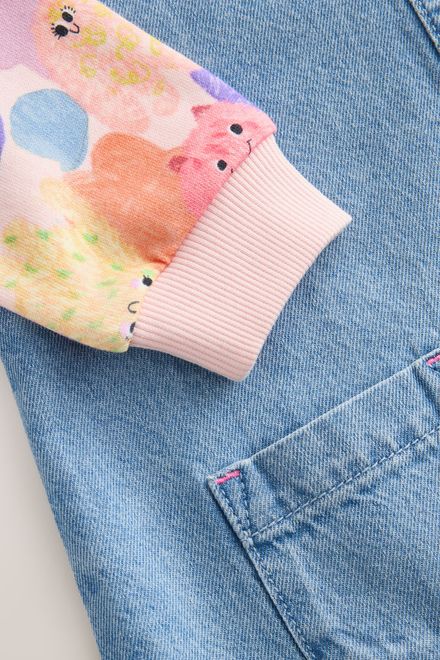 Next / Платье джинсовое с трикотажными рукавами для девочки