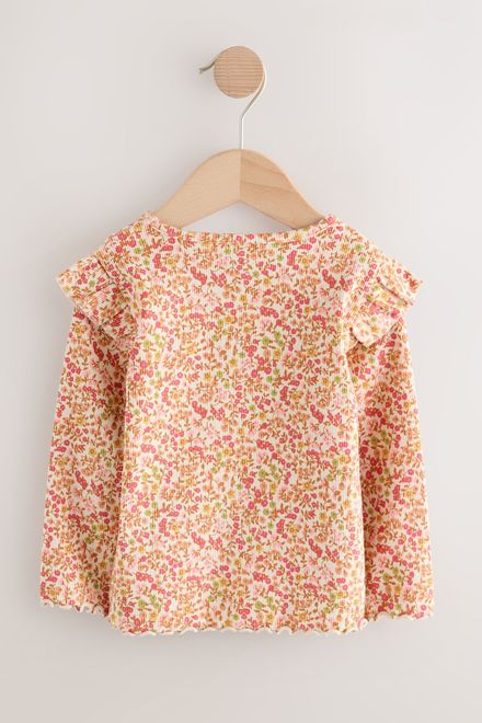 Next / Лонгслив в рубчик с принтом для девочки - фото 7