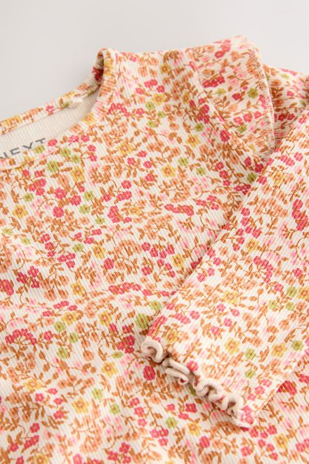 Next / Лонгслив в рубчик с принтом для девочки - фото 9