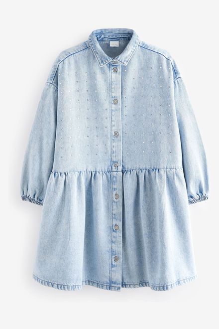 Next / Платье джинсовое со стразами для девочки - фото 5