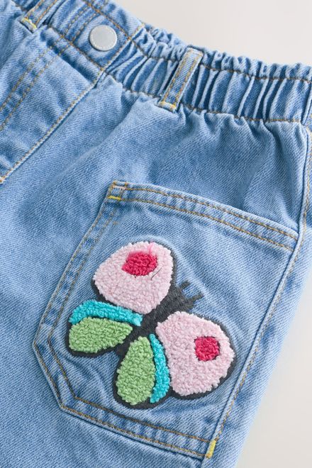 Next / Джинсы с нашивками для девочки - фото 7