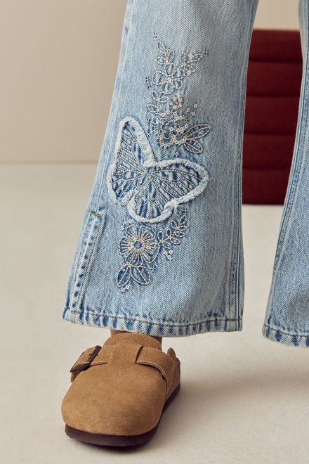 Next / Джинсы расклешенные с аппликацией для девочки