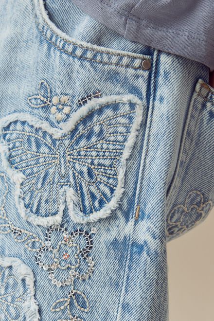 Next / Джинсы расклешенные с аппликацией для девочки