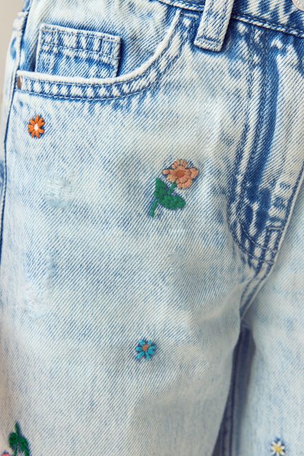 Next / Джинсы расклешенные с вышивкой для девочки - фото 4