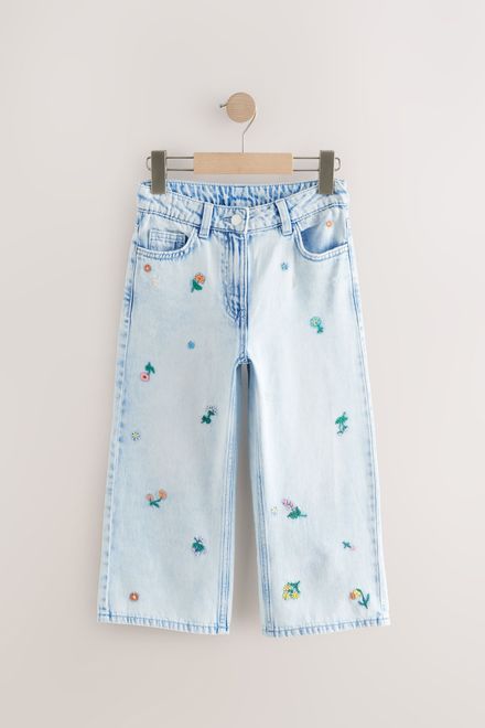 Next / Джинсы расклешенные с вышивкой для девочки - фото 5