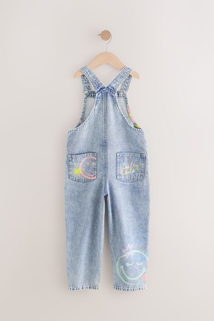 Next / Полукомбинезон джинсовый с принтом для девочки - фото 6