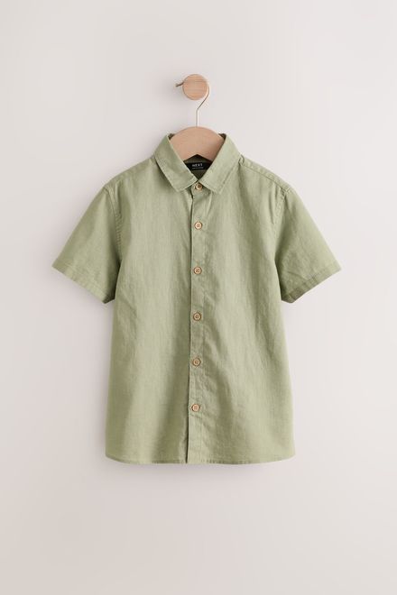 Next / Рубашка льняная с коротким рукавом для мальчика