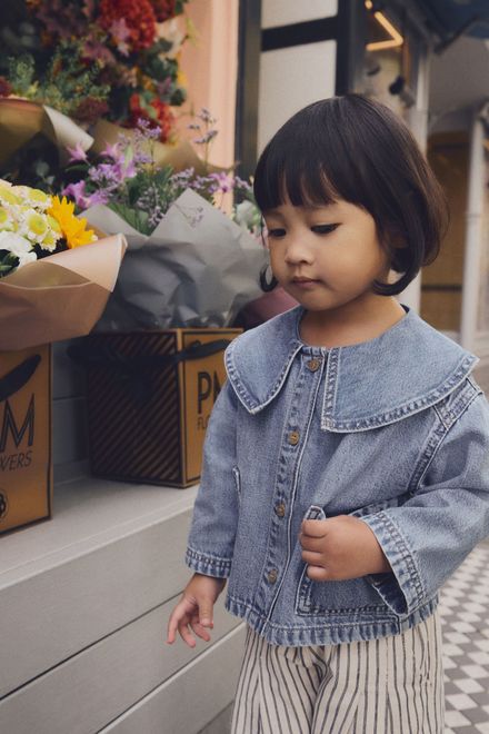 Next / Комплект блузка джинсовая и брюки льняные для девочки