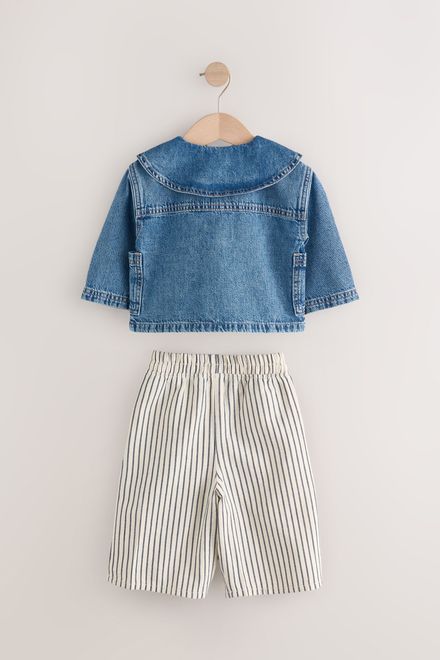 Next / Комплект блузка джинсовая и брюки льняные для девочки