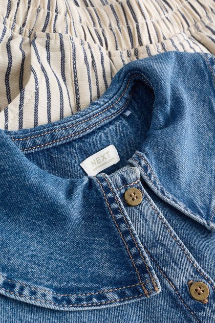 Next / Комплект блузка джинсовая и брюки льняные для девочки