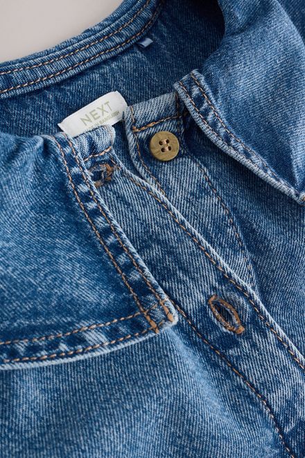 Next / Комплект блузка джинсовая и брюки льняные для девочки