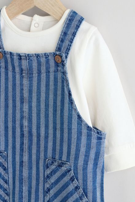 Next / Комплект полукомбинезон джинсовый и боди для мальчика - фото 5