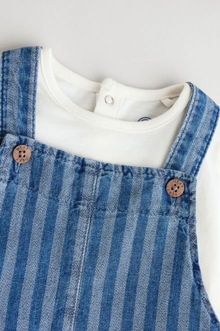 Next / Комплект полукомбинезон джинсовый и боди для мальчика - фото 6