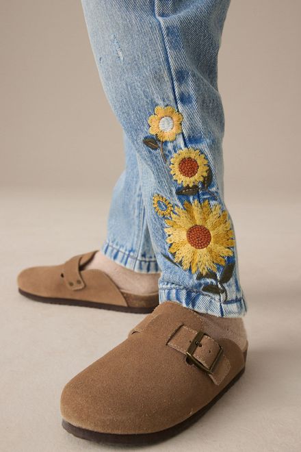 Next / Джинсы с вышивкой для девочки - фото 2