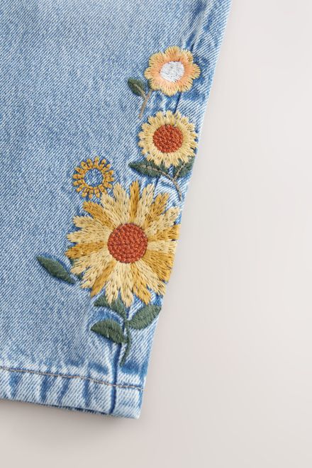 Next / Джинсы с вышивкой для девочки - фото 8