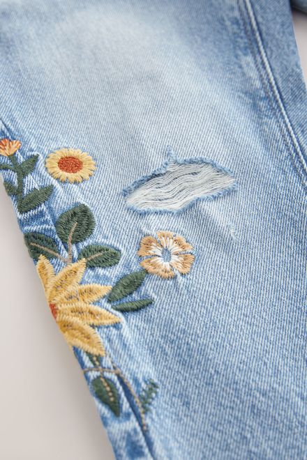 Next / Джинсы с вышивкой для девочки - фото 9