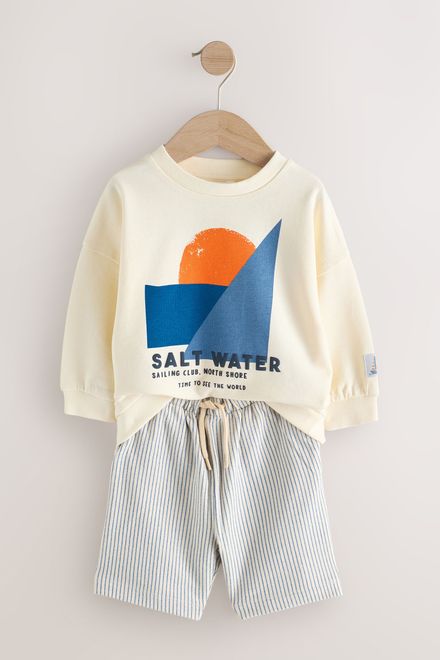 Next / Комплект свитшот и шорты трикотажные для мальчика - фото 7
