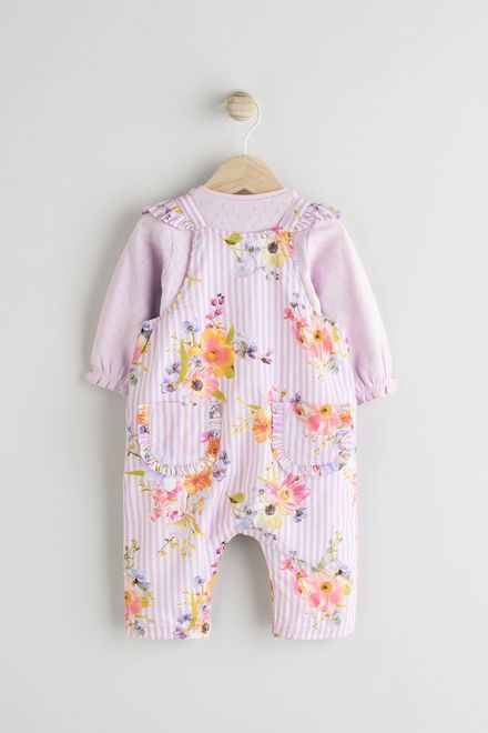 Next / Комплект полукомбинезон и боди для девочки - фото 2