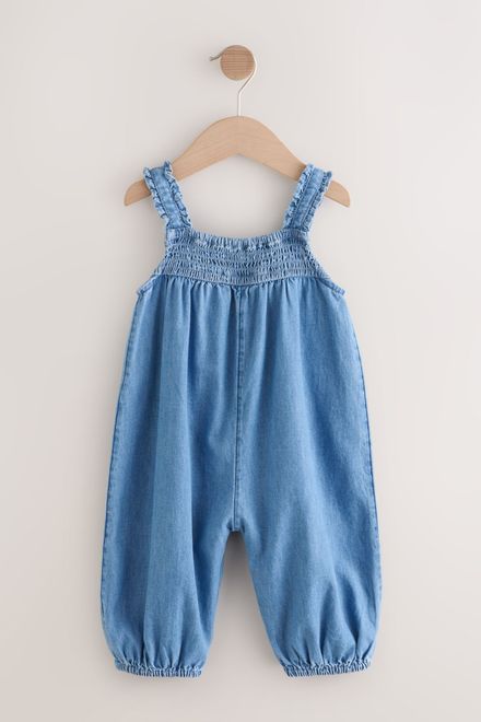 Next / Полукомбинезон джинсовый с вышивкой для девочки