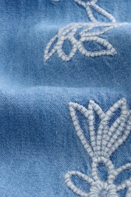 Next / Полукомбинезон джинсовый с вышивкой для девочки