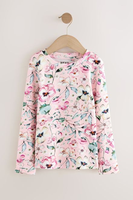 Next / Лонгслив в рубчик с принтом для девочки