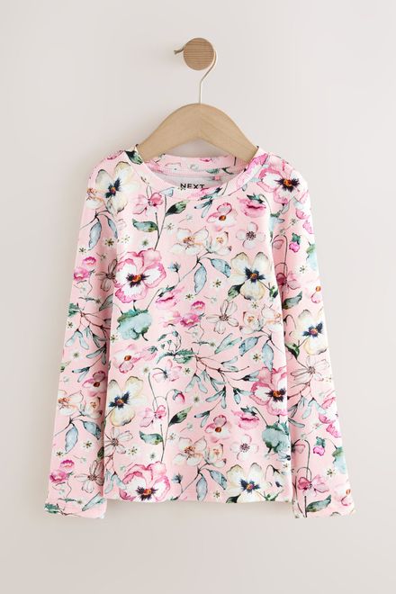 Next / Лонгслив в рубчик с принтом для девочки - фото 4