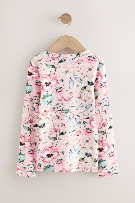 Next / Лонгслив в рубчик с принтом для девочки - фото 5