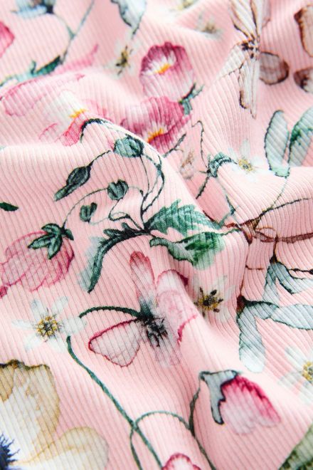 Next / Лонгслив в рубчик с принтом для девочки - фото 6