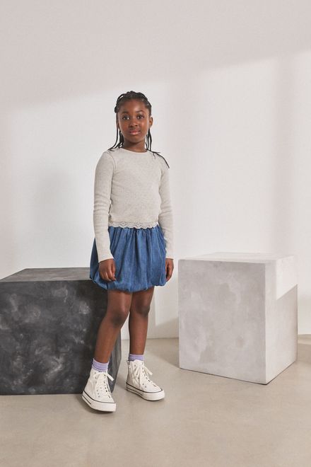 Next / Лонгслив с кружевом для девочки - фото 2