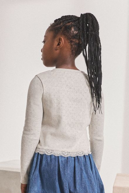 Next / Лонгслив с кружевом для девочки - фото 3