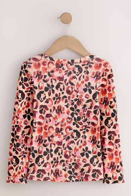 Next / Лонгслив в рубчик с принтом для девочки - фото 5