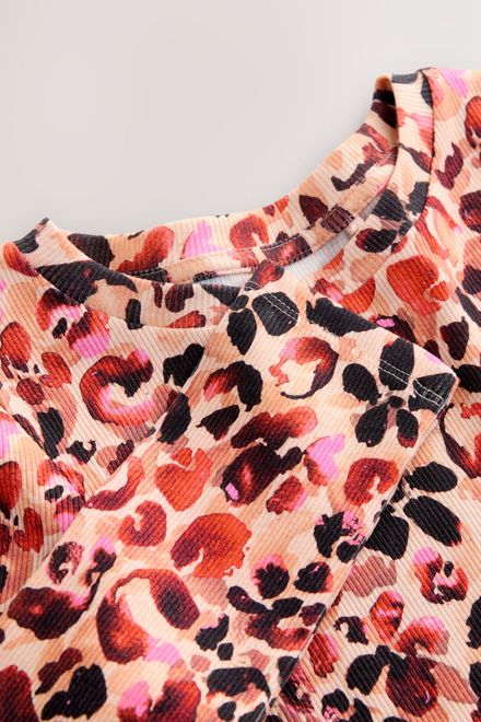 Next / Лонгслив в рубчик с принтом для девочки - фото 7