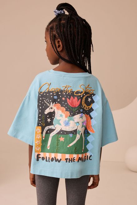 Next / Футболка с принтом на спине для девочки