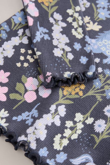 Next / Лонгслив в рубчик с принтом для девочки - фото 4