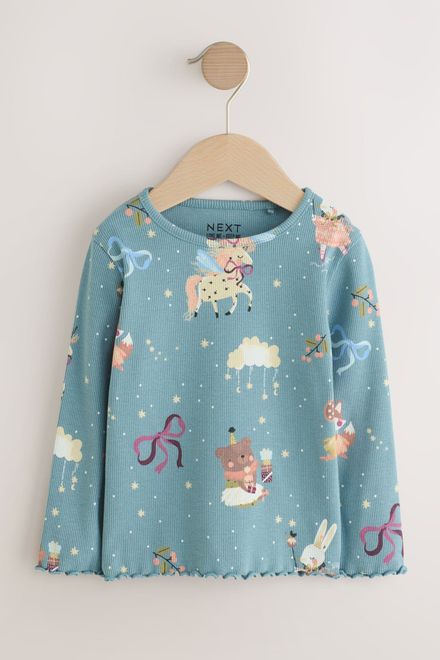 Next / Лонгслив в рубчик с принтом для девочки