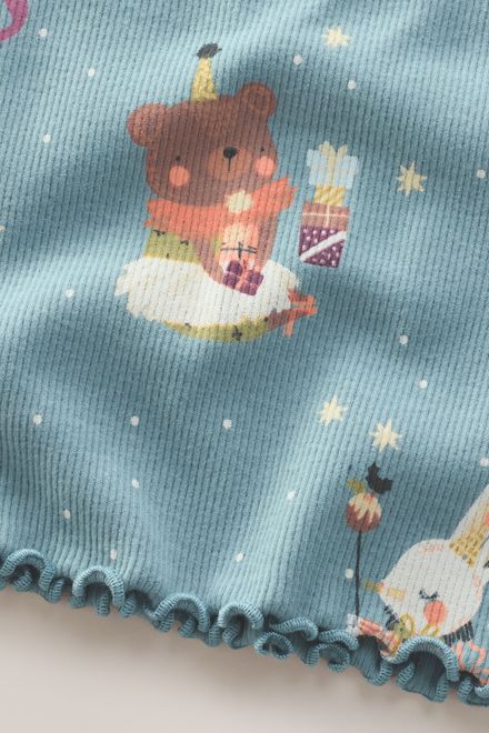 Next / Лонгслив в рубчик с принтом для девочки - фото 4