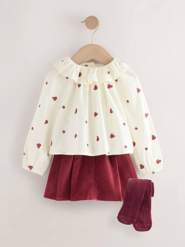 Next / Комплект блузка, юбка-шорты и колготки для девочки