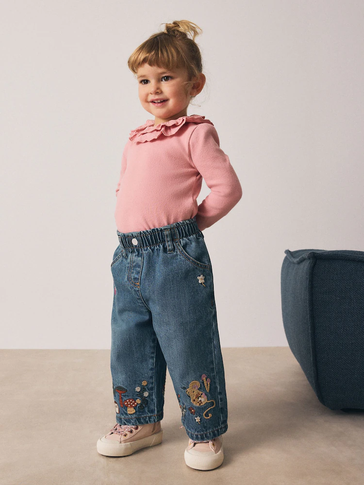 Next / Джинсы с вышивкой для девочки - фото 2