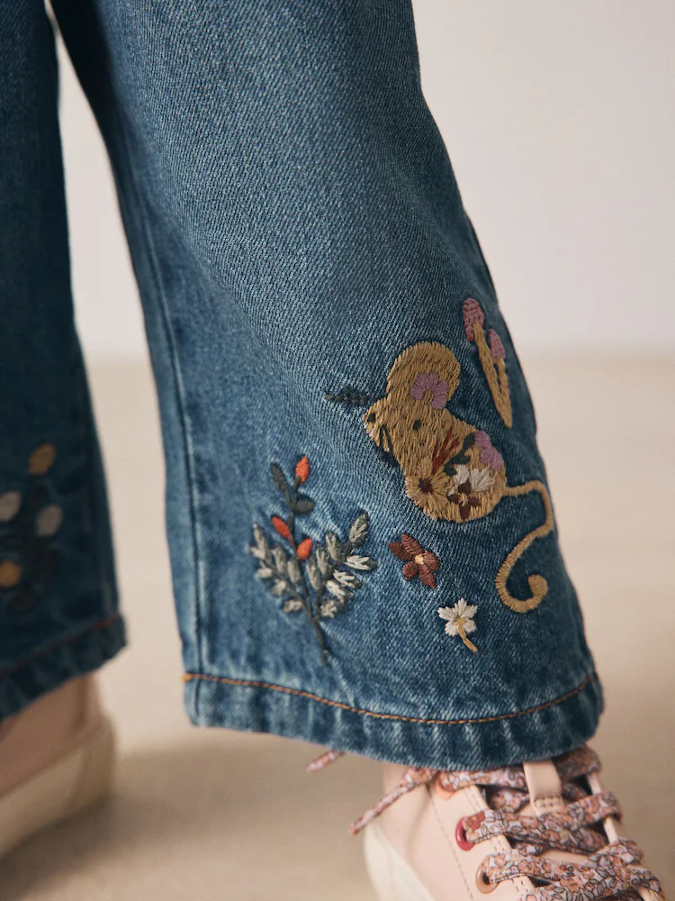 Next / Джинсы с вышивкой для девочки - фото 4