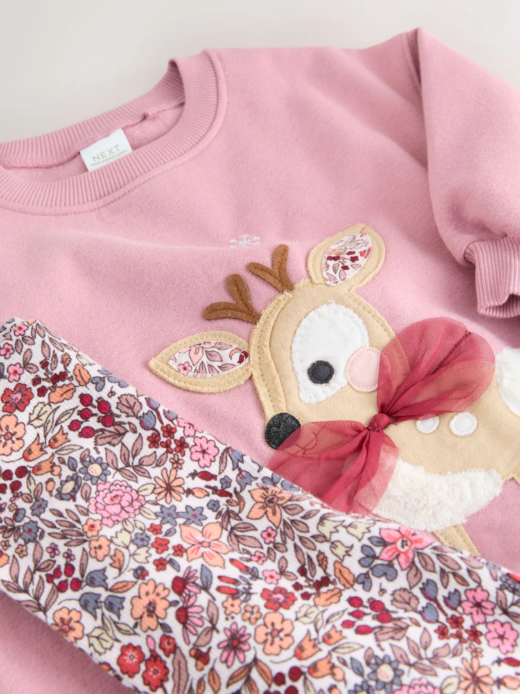 Next / Комплект свитшот и легинсы новогодний для девочки