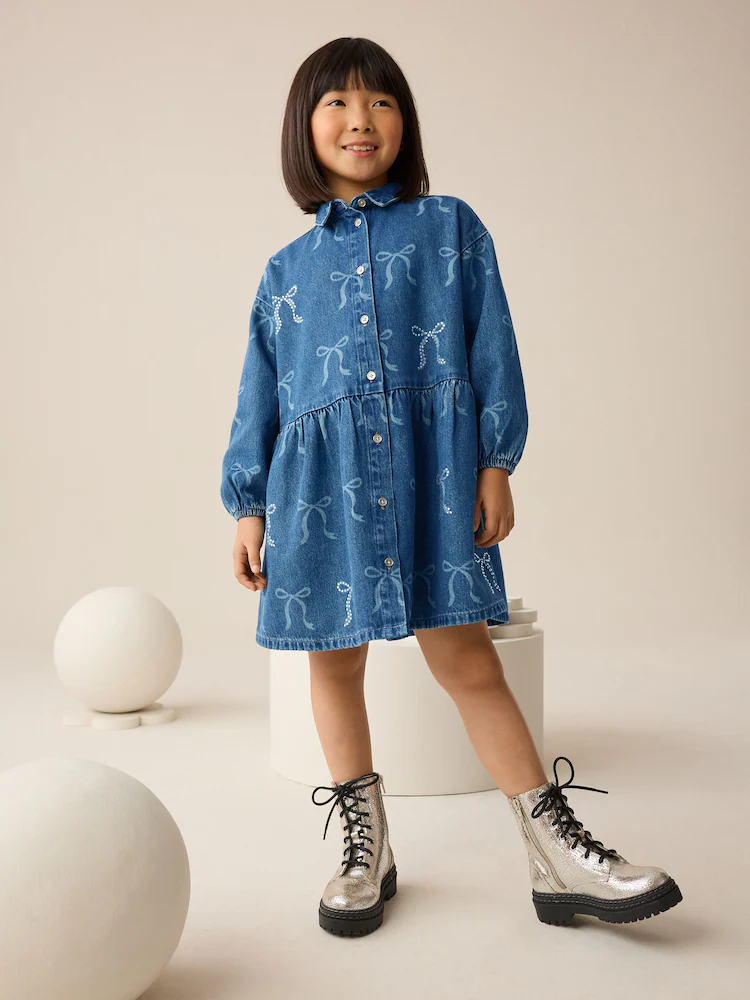 Next / Платье джинсовое со стразами для девочки