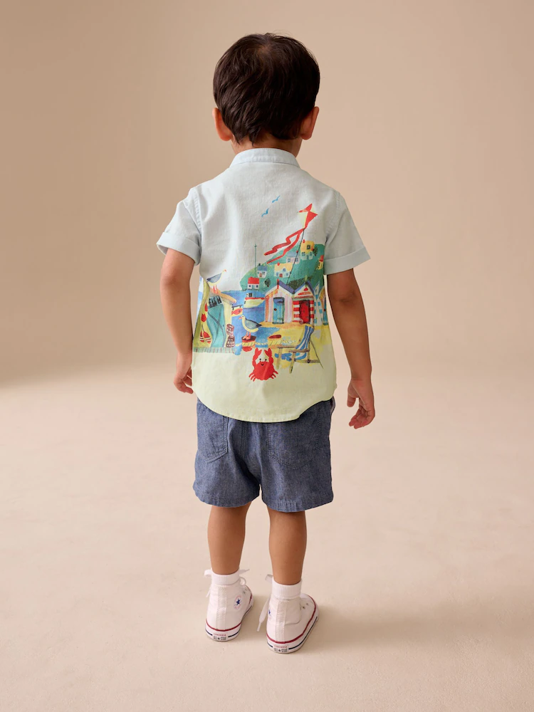 Next / Рубашка с коротким рукавом льняная для мальчика - фото 2