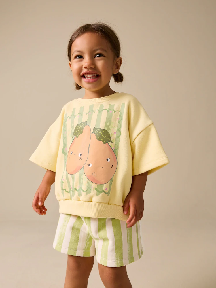 Next / Комплект свитшот с коротким рукавом и шорты трикотажные для девочки