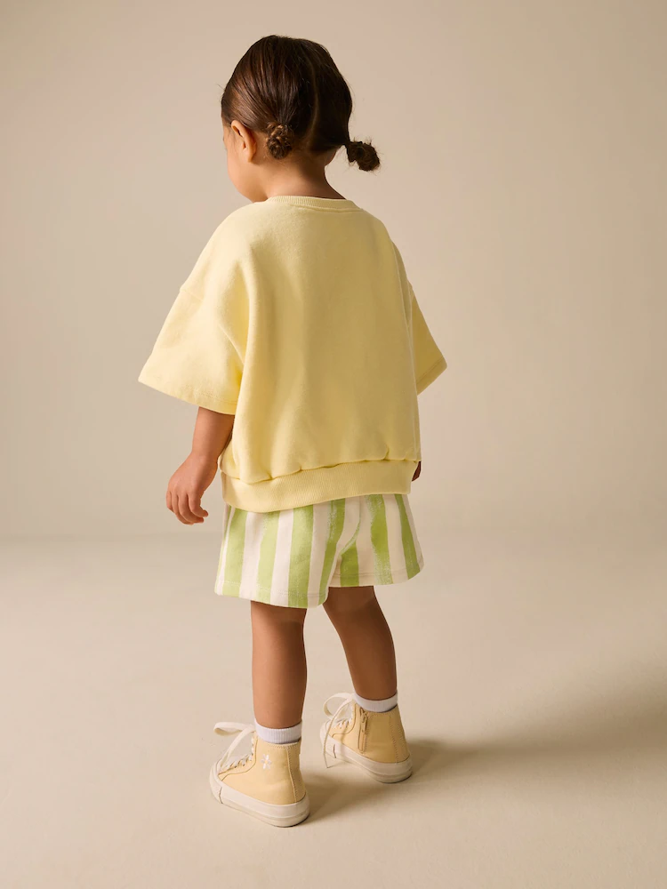 Next / Комплект свитшот с коротким рукавом и шорты трикотажные для девочки - фото 2