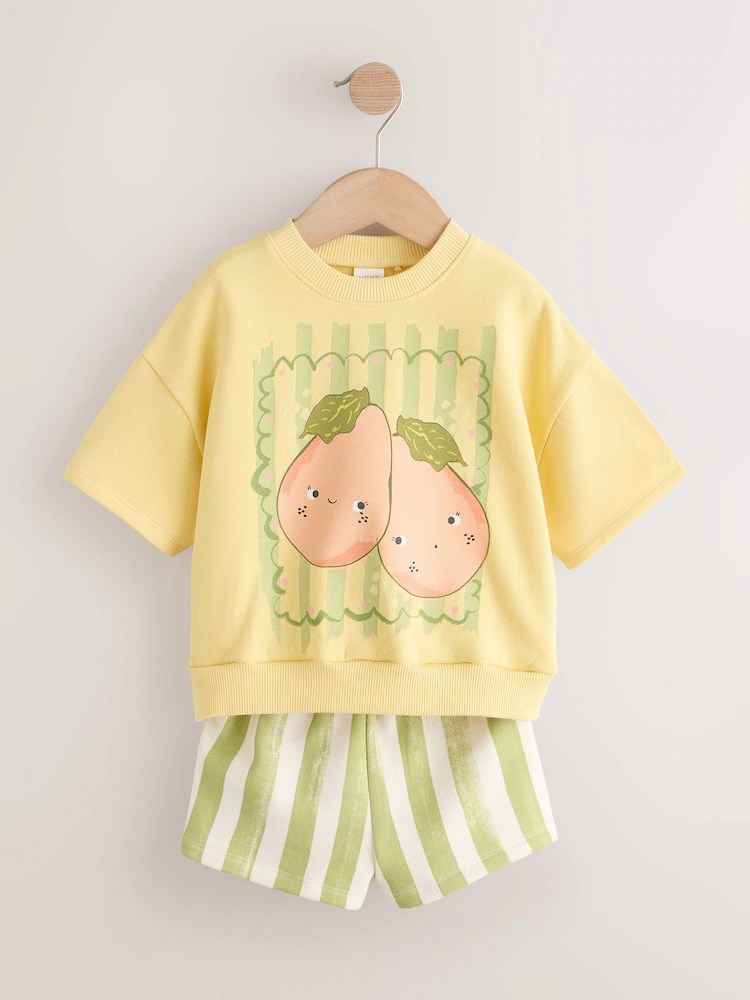 Next / Комплект свитшот с коротким рукавом и шорты трикотажные для девочки - фото 3