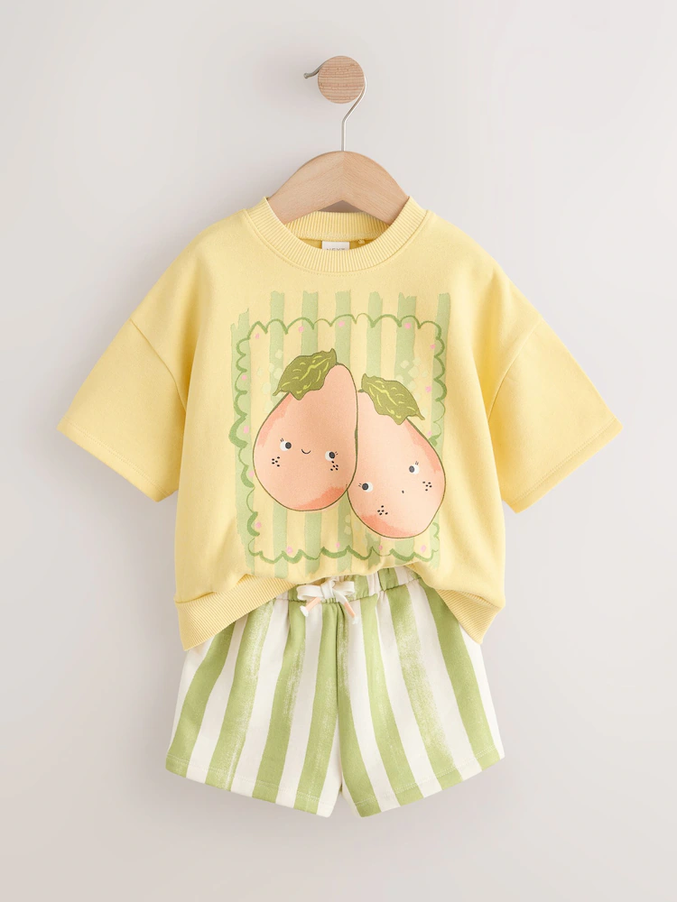 Next / Комплект свитшот с коротким рукавом и шорты трикотажные для девочки - фото 4