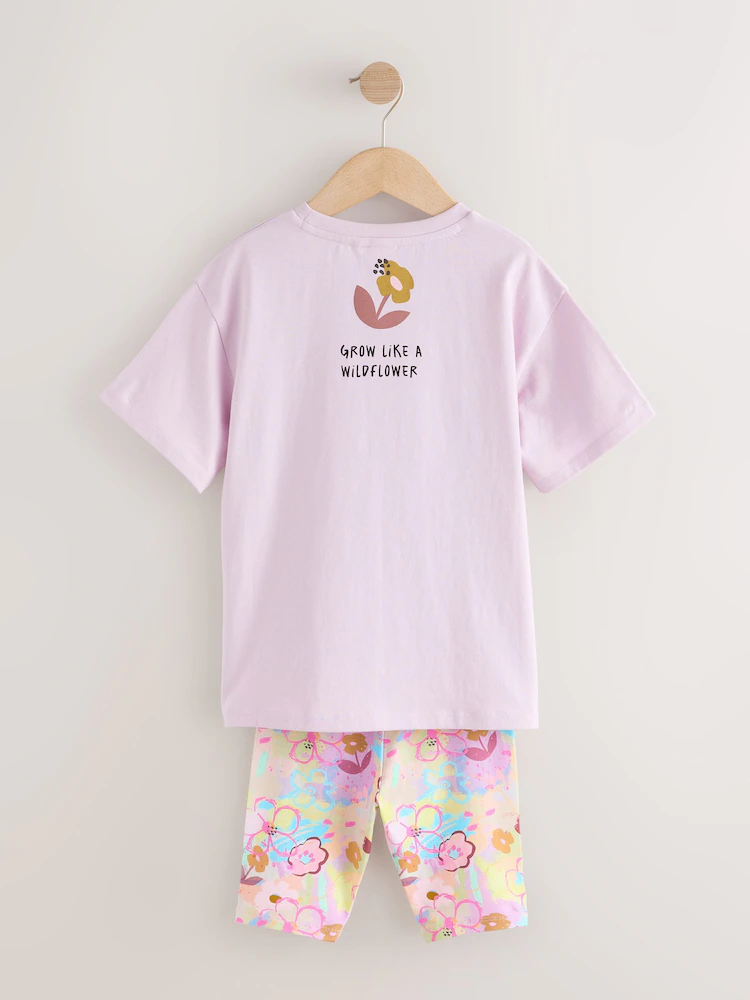 Next / Комплект футболка и велосипедки с принтом для девочки - фото 4