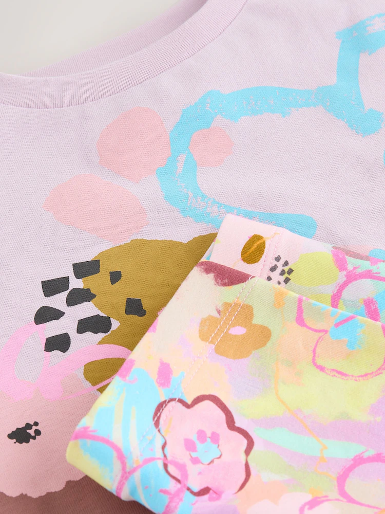 Next / Комплект футболка и велосипедки с принтом для девочки - фото 5