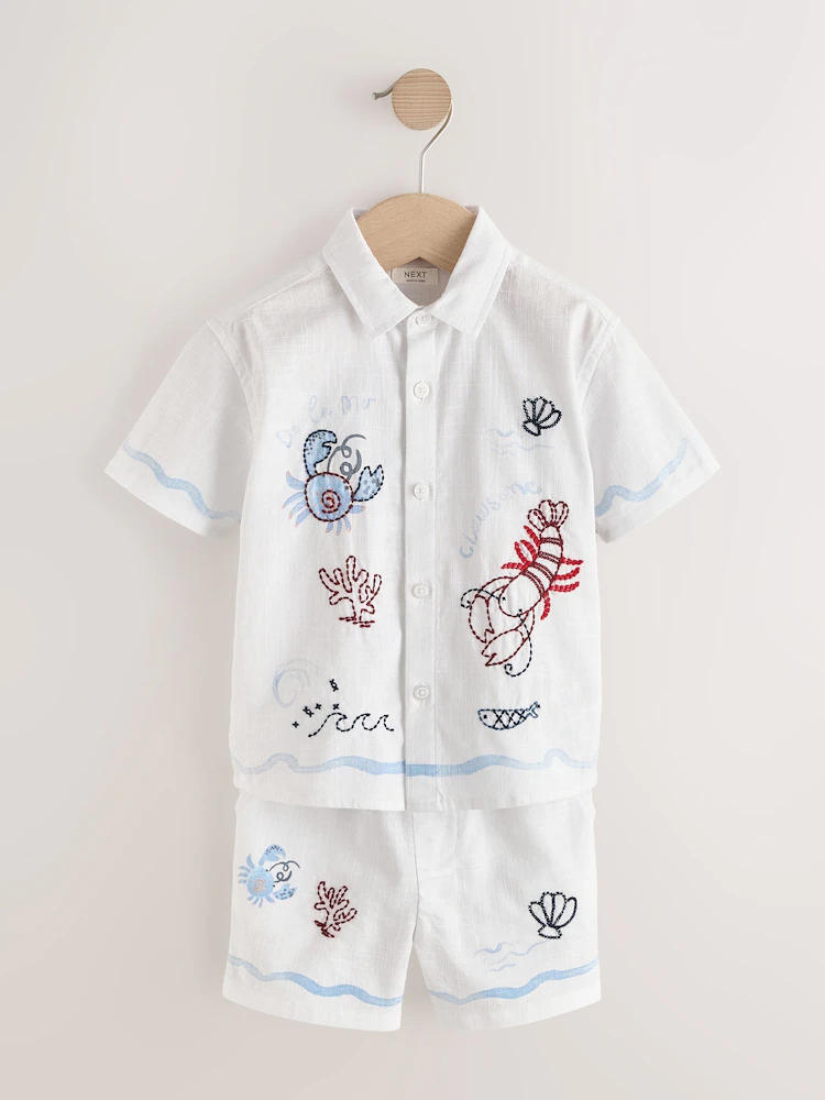 Next / Комплект рубашка с коротким рукавом и шорты для мальчика - фото 4
